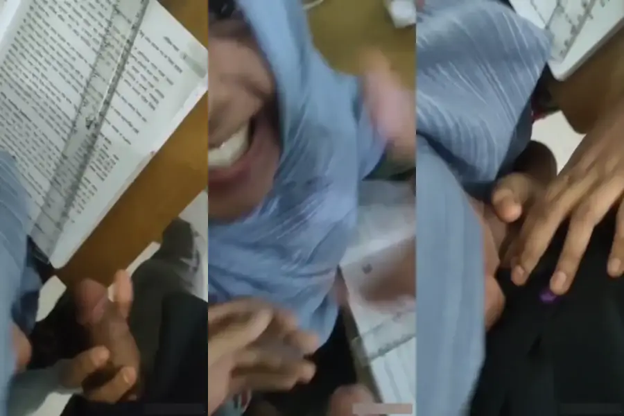 muslim college girl risky blowjob handjob under bench hijab on full mms leak thumbnail